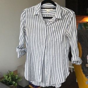 H&M gray & white striped blouse